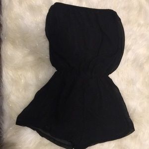 Strapless black romper